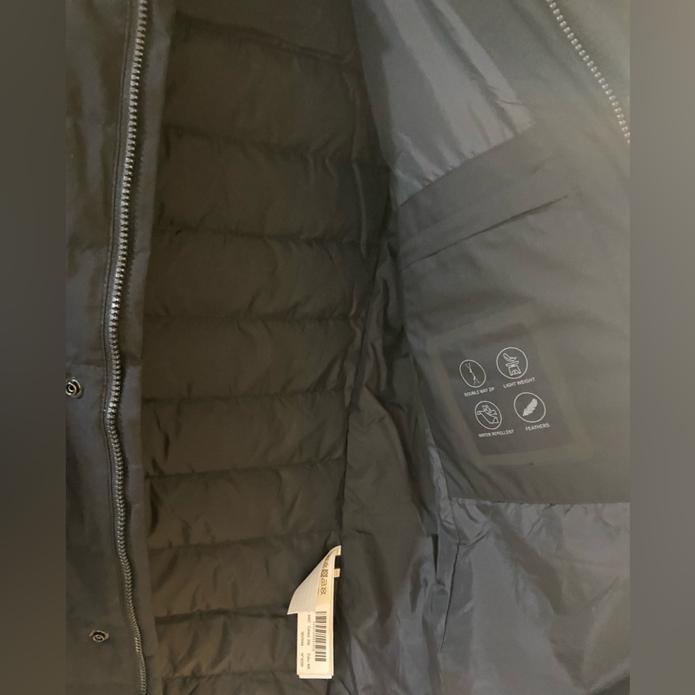 Massimo Dutti black down filled water repellent zip front jacket men. Large - Picture 9 of 14